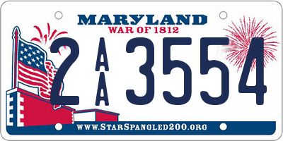 MD license plate 2AA3554