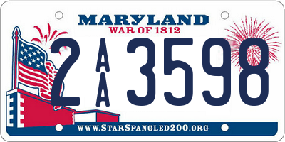 MD license plate 2AA3598