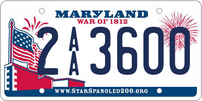 MD license plate 2AA3600