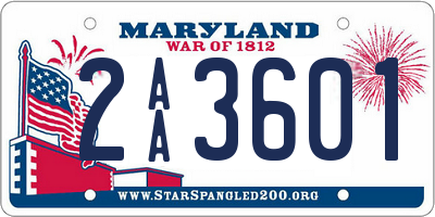 MD license plate 2AA3601