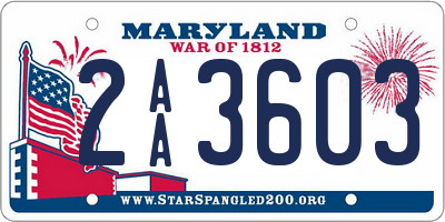 MD license plate 2AA3603