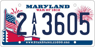 MD license plate 2AA3605