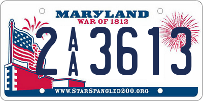 MD license plate 2AA3613