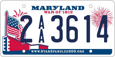 MD license plate 2AA3614