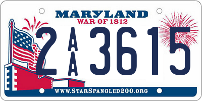 MD license plate 2AA3615