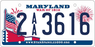 MD license plate 2AA3616