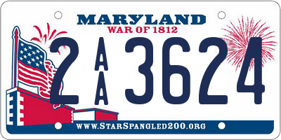 MD license plate 2AA3624