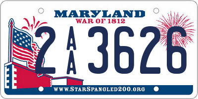 MD license plate 2AA3626