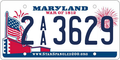 MD license plate 2AA3629