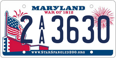 MD license plate 2AA3630