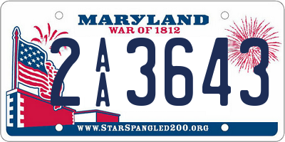 MD license plate 2AA3643