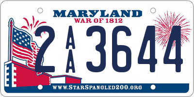 MD license plate 2AA3644