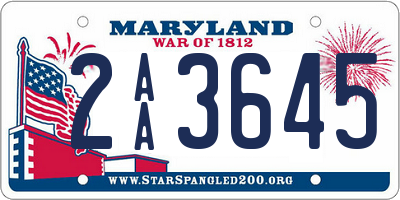 MD license plate 2AA3645