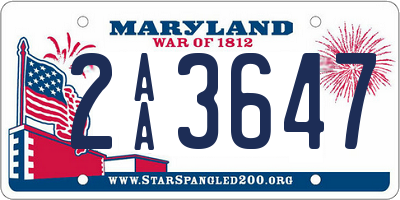 MD license plate 2AA3647