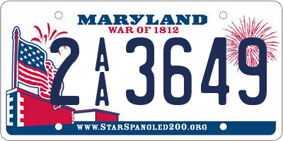 MD license plate 2AA3649