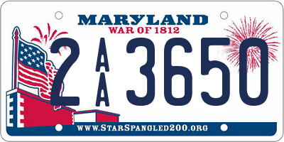 MD license plate 2AA3650