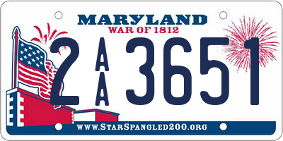 MD license plate 2AA3651