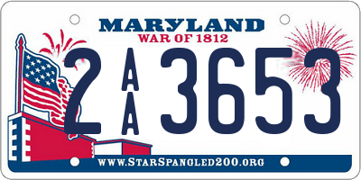 MD license plate 2AA3653