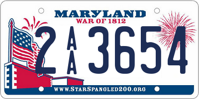 MD license plate 2AA3654