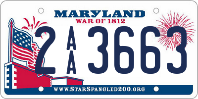 MD license plate 2AA3663