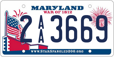 MD license plate 2AA3669