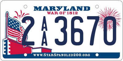 MD license plate 2AA3670