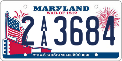 MD license plate 2AA3684