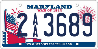 MD license plate 2AA3689