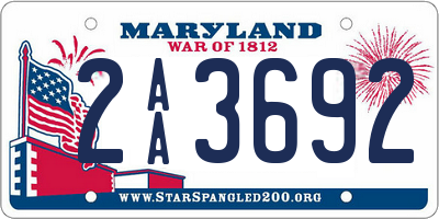 MD license plate 2AA3692