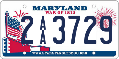 MD license plate 2AA3729