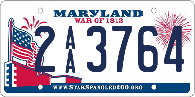 MD license plate 2AA3764