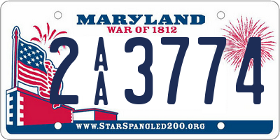 MD license plate 2AA3774