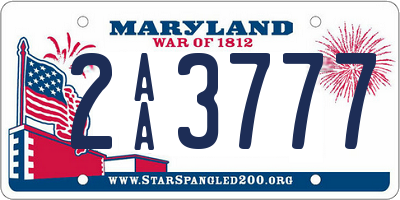 MD license plate 2AA3777