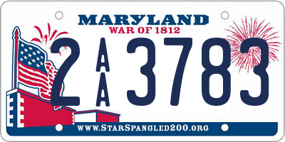 MD license plate 2AA3783