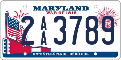 MD license plate 2AA3789