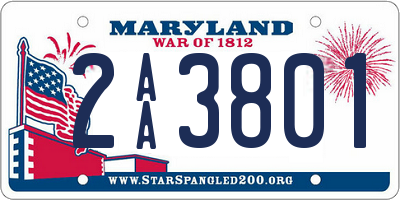 MD license plate 2AA3801