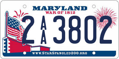 MD license plate 2AA3802