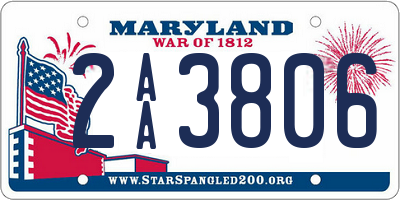 MD license plate 2AA3806
