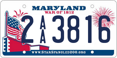 MD license plate 2AA3816