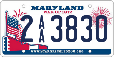 MD license plate 2AA3830