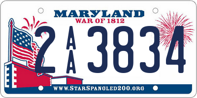 MD license plate 2AA3834