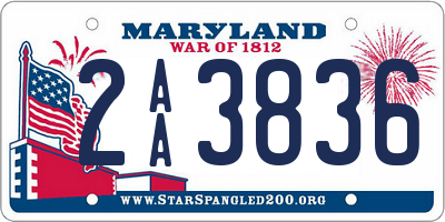 MD license plate 2AA3836