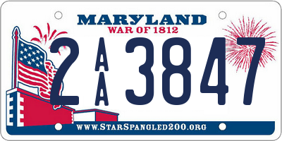 MD license plate 2AA3847