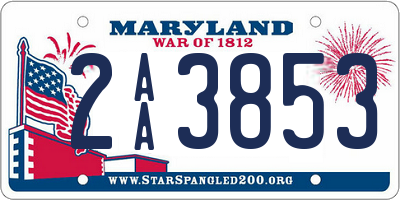 MD license plate 2AA3853