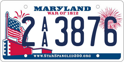 MD license plate 2AA3876