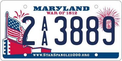 MD license plate 2AA3889