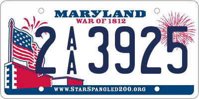 MD license plate 2AA3925