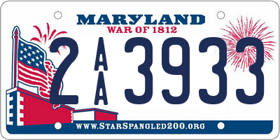 MD license plate 2AA3933