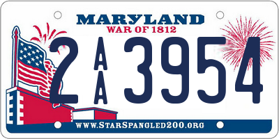 MD license plate 2AA3954