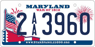 MD license plate 2AA3960